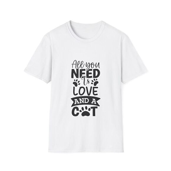 Graphic Print T-Shirt  All You Need is Love and a Cat for Cat Lovers Mom T-Shirt - Picture 6 of 10